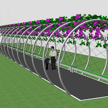 圆圈花廊架花架SU模型下载_sketchup草图大师SKP模型