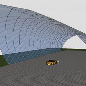 异形结构玻璃挡棚SU模型下载_sketchup草图大师SKP模型