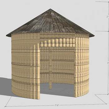 乡村粮草屋茅草房竹屋SU模型下载_sketchup草图大师SKP模型