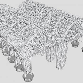 欧式铁艺花架廊架SU模型下载_sketchup草图大师SKP模型