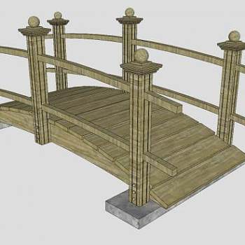 景观庭院小桥SU模型下载_sketchup草图大师SKP模型