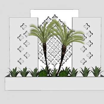 花池花箱景墙装饰SU模型下载_sketchup草图大师SKP模型