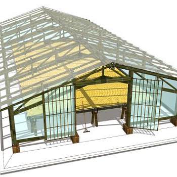 乡村玻璃阳光房SU模型下载_sketchup草图大师SKP模型