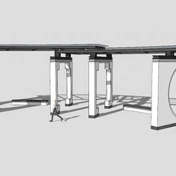 极简江南风格廊架设计SU模型下载_sketchup草图大师SKP模型