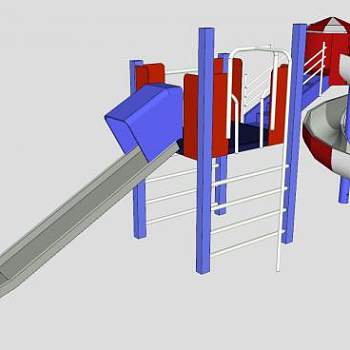 儿童游乐设施爬杆滑梯SU模型下载_sketchup草图大师SKP模型