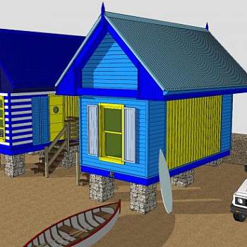度假休闲木屋的SU模型下载_sketchup草图大师SKP模型