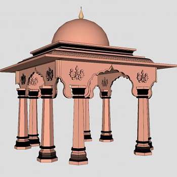 欧式廊架小亭子SU模型下载_sketchup草图大师SKP模型