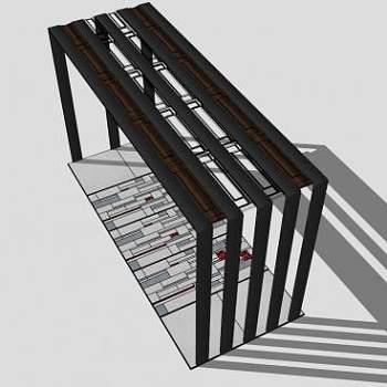 现代条形木廊架SU模型下载_sketchup草图大师SKP模型