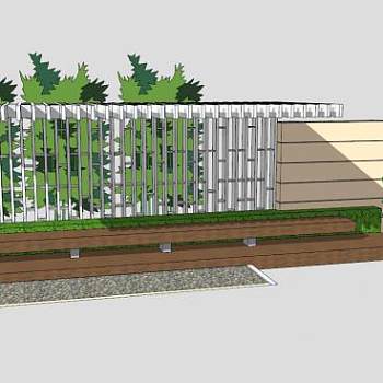 现代庭园条形廊架SU模型下载_sketchup草图大师SKP模型