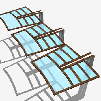 淡蓝色玻璃创意廊架SU模型下载_sketchup草图大师SKP模型