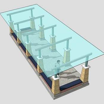 现代玻璃廊架设计SU模型下载_sketchup草图大师SKP模型