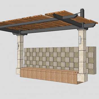 单臂花架景观座椅SU模型下载_sketchup草图大师SKP模型