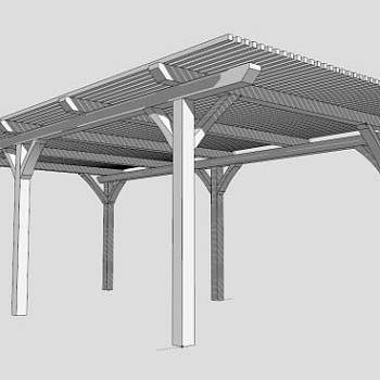 现代条形廊架设计SU模型下载_sketchup草图大师SKP模型