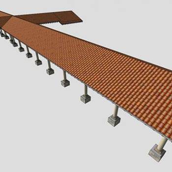 中式古建木结构廊架SU模型下载_sketchup草图大师SKP模型