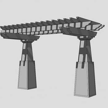 现代白色条形廊架设计SU模型下载_sketchup草图大师SKP模型