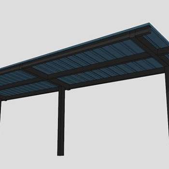 现代金属条形廊架设计SU模型下载_sketchup草图大师SKP模型