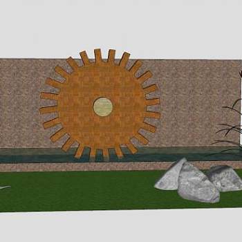 艺术齿轮水景墙SU模型下载_sketchup草图大师SKP模型