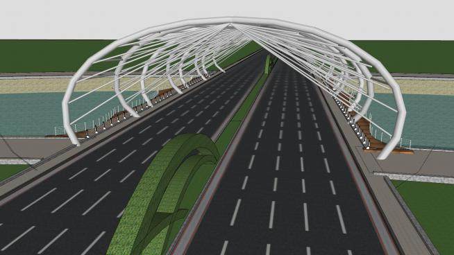 柳州双沙大桥桥梁SU模型下载_sketchup草图大师SKP模型