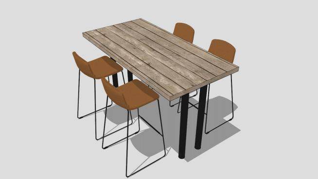 木质散座桌椅SU模型下载_sketchup草图大师SKP模型