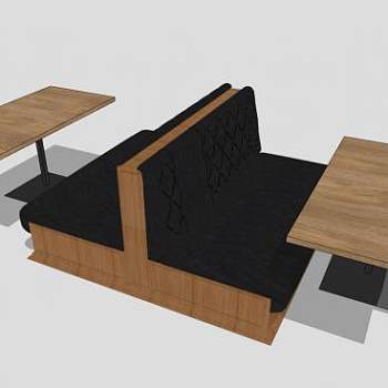 餐厅简约沙发卡座SU模型下载_sketchup草图大师SKP模型