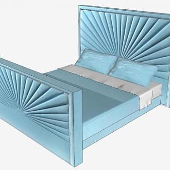 淡蓝色地中海风格大床SU模型下载_sketchup草图大师SKP模型