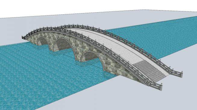 中式古桥石拱桥SU模型下载_sketchup草图大师SKP模型