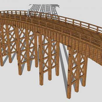 高脚木桥SU模型下载_sketchup草图大师SKP模型