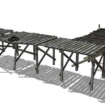 烂木桥码头SU模型下载_sketchup草图大师SKP模型