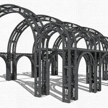 欧式铁艺廊架小景SU模型下载_sketchup草图大师SKP模型