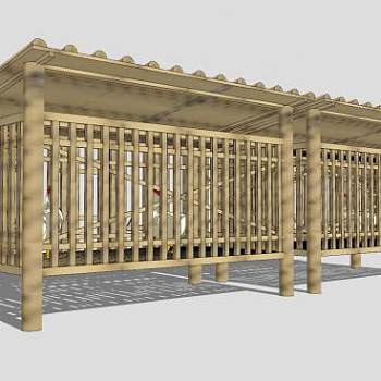 木质鸡笼鸡舍SU模型下载_sketchup草图大师SKP模型