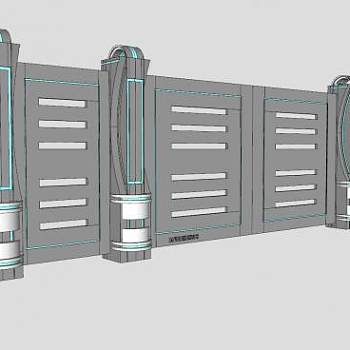 现代围墙大门闸门SU模型下载_sketchup草图大师SKP模型