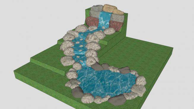 文化石人造流水石流水水景模型下载_sketchup草图大师SKP模型