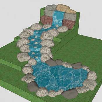 文化石人造流水石流水水景模型下载_sketchup草图大师SKP模型