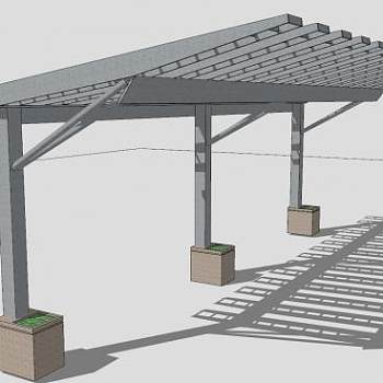 钢结构廊架SU模型下载_sketchup草图大师SKP模型