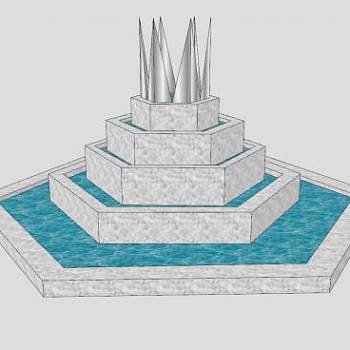 欧式园艺小喷泉SU模型下载_sketchup草图大师SKP模型