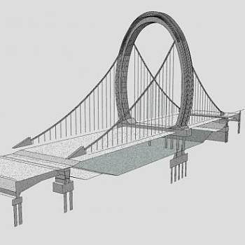 现代大桥拱形SU模型下载_sketchup草图大师SKP模型