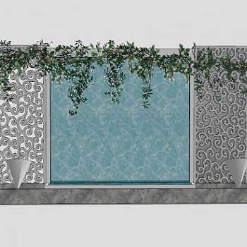 藤蔓爬藤流水景墙SU模型下载_sketchup草图大师SKP模型