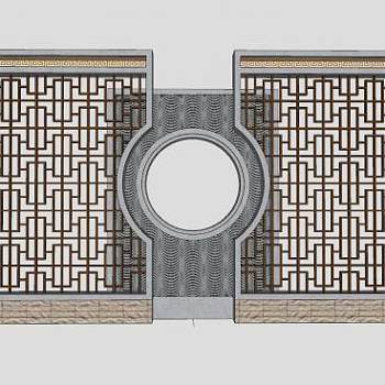 细致的中式景墙SU模型下载_sketchup草图大师SKP模型