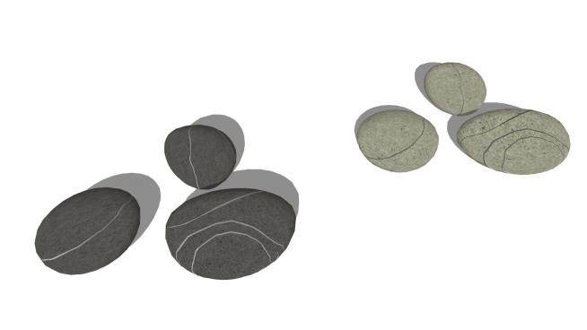 两种鹅卵石小石头SU模型下载_sketchup草图大师SKP模型