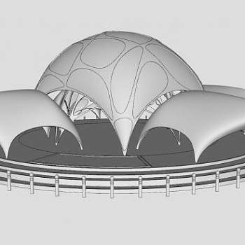 白模圆形廊架SU模型下载_sketchup草图大师SKP模型