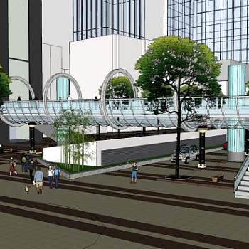 市中心商业街步行街SU模型下载_sketchup草图大师SKP模型