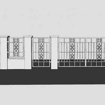 铁艺围墙护栏SU模型下载_sketchup草图大师SKP模型