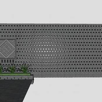 新中式景墙雕塑SU模型下载_sketchup草图大师SKP模型