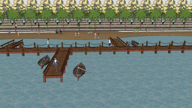海盗船主题滨湖公园景观SU模型下载_sketchup草图大师SKP模型
