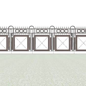 欧式围墙护栏SU模型下载_sketchup草图大师SKP模型