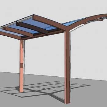 轻钢玻璃防雨棚顶SU模型下载_sketchup草图大师SKP模型