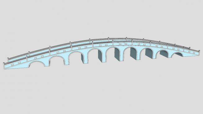 现代多孔拱桥SU模型下载_sketchup草图大师SKP模型