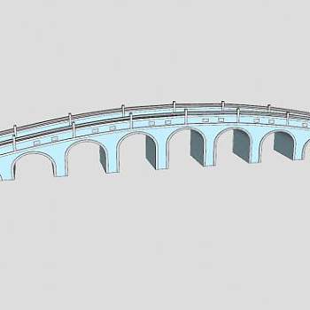 现代多孔拱桥SU模型下载_sketchup草图大师SKP模型