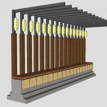 带灯的单臂廊架SU模型下载_sketchup草图大师SKP模型