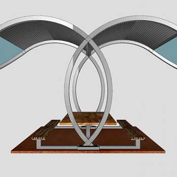 欧式现代廊架座椅SU模型下载_sketchup草图大师SKP模型
